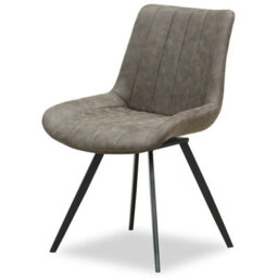 Wyld Haus Arques Swivel Dining Chair Grey Faux Leather, Industrial Metal Base - thumbnail 3