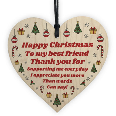 Red Ocean Christmas Gift For Best Friend Wood Heart Novelty Friendship Gift Tree Decoration - image 1