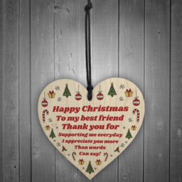Red Ocean Christmas Gift For Best Friend Wood Heart Novelty Friendship Gift Tree Decoration - thumbnail 2