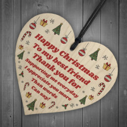 Red Ocean Christmas Gift For Best Friend Wood Heart Novelty Friendship Gift Tree Decoration - thumbnail 6