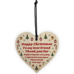Red Ocean Christmas Gift For Best Friend Wood Heart Novelty Friendship Gift Tree Decoration - thumbnail 5