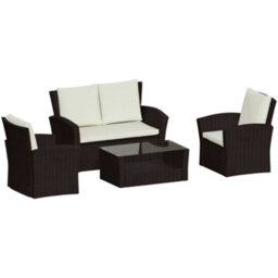 Lassic Garden Vida Brown Mylor Rattan Garden Furniture Set With Cover Patio Conservatory Balcony Outdoor 4 Seater Sofa Table Set, Ukfr - thumbnail 9