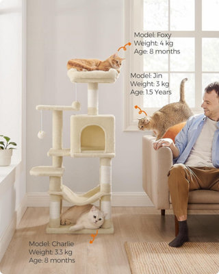 Songmics Cat Tree, Cat Tower For Indoor Cats, Multi-Level Cat Condo With Scratching Posts, Cave, Hammock, Beige - image 1