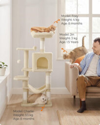 Songmics Cat Tree, Cat Tower For Indoor Cats, Multi-Level Cat Condo With Scratching Posts, Cave, Hammock, Beige - thumbnail 1