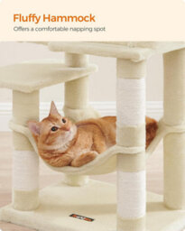 Songmics Cat Tree, Cat Tower For Indoor Cats, Multi-Level Cat Condo With Scratching Posts, Cave, Hammock, Beige - thumbnail 6