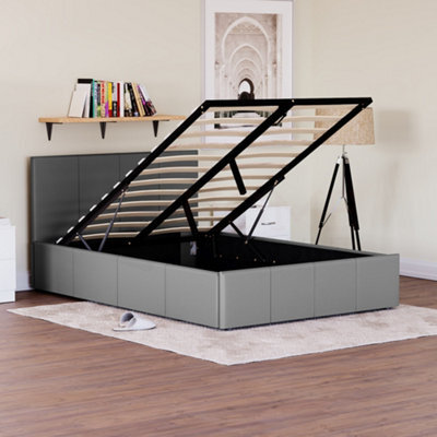 Lassic Vida Designs Lisbon Grey 4Ft Small Double Ottoman Ukfr Faux Leather Bed Frame - image 1
