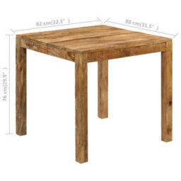 Walplus Dining Table Solid Mango Wood 82X80X76 Cm - thumbnail 9