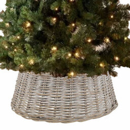 Urbn-Living Urbnliving 50Cm Round Medium Christmas Tree Skirt Xmas Rattan Wicker Whitewash Base Cover Stand - thumbnail 1