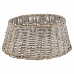 Urbn-Living Urbnliving 50Cm Round Medium Christmas Tree Skirt Xmas Rattan Wicker Whitewash Base Cover Stand - thumbnail 2