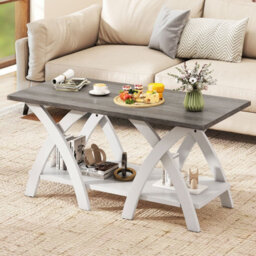 "Gainoom 40"" Gray Farmhouse Wooden Accent Table With Storage Shelf" - thumbnail 5