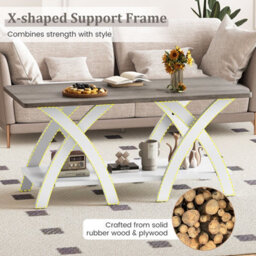 "Gainoom 40"" Gray Farmhouse Wooden Accent Table With Storage Shelf" - thumbnail 6