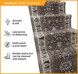 Kashan Stair Runner - Soft & Durable Carpet Runner For Stairs & Staircases, Multiple Lengths - thumbnail 3