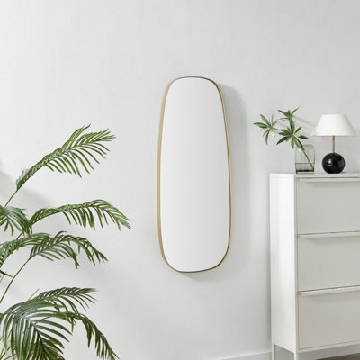 Furniturebox Uk Elodie Gold Metal Large 120X50 Pebble Shape Wall Mirror - image 1