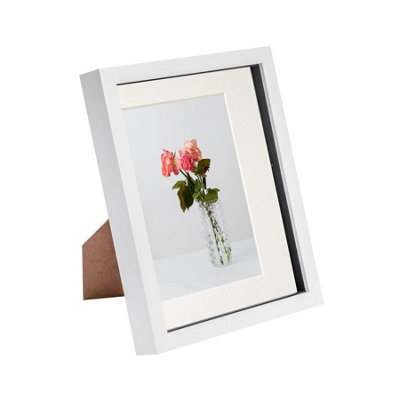 "Nicola Spring 3D Box Photo Frame - 8 X 10"" With 5 X 7"" Mount - White/ivory" - image 1