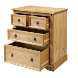 Mercers Furniture Corona Chest Of Drawers Compact 2+2 4 Drawer Solid Wood Pine Wooden With Mexican Styling - thumbnail 3