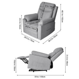 Living And Home Grey Single Sofa Recliner Armchair Reclining Chair - thumbnail 7