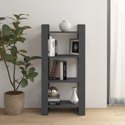 Berkfield Book Cabinet/room Divider Grey 60X35X125 Cm Solid Wood - image 1