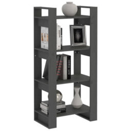 Berkfield Book Cabinet/room Divider Grey 60X35X125 Cm Solid Wood - thumbnail 5