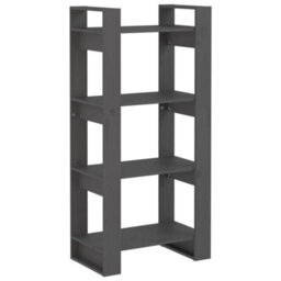 Berkfield Book Cabinet/room Divider Grey 60X35X125 Cm Solid Wood - thumbnail 2