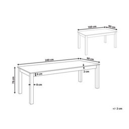 Beliani Extending Dining Table Madura Natural Ash Wood 160/240 Cm 90 Cm - thumbnail 3