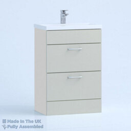 Paramount Bathrooms 600mm Mid Edge 2 Drawer Floor Standing Bathroom Vanity Basin Unit (Fully Assembled) - Vivo Gloss Light Grey - thumbnail 1