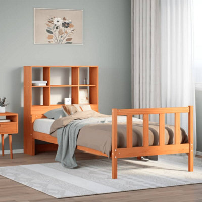 Berkfield Bookcase Bed Without Mattress Wax Brown 75X190 Cm Small Single Solid Wood - image 1