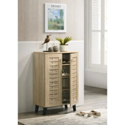 2 Door Shoe Cabinet In Oak For Living Room - thumbnail 1