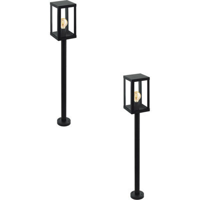 Set Of 2 Ip44 Outdoor Bollard Lights In Black Zinc-Plated Steel - image 1