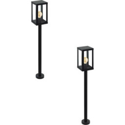 Set Of 2 Ip44 Outdoor Bollard Lights In Black Zinc-Plated Steel - thumbnail 1