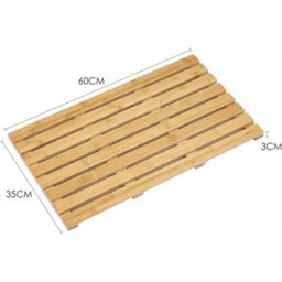 Beige  Bamboo Duckboard Bath Mat -Anti-Slip Slatted Shower Spa Bathroom Floor - thumbnail 2