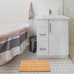 Beige  Bamboo Duckboard Bath Mat -Anti-Slip Slatted Shower Spa Bathroom Floor - thumbnail 3