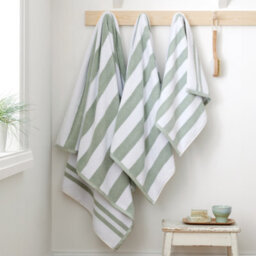 Bianca Fine Linens Reversible Stripe Cotton Jacquard Hand Towel Sage Green - thumbnail 4
