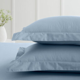 Bianca Fine Linens 200 Thread Count Cotton Percale Oxford 50X75Cm + Border Pack Of 2 Pillow Cases With Envelope Closure Blue - thumbnail 2
