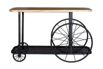 Buttercup Farm Craft Wheel Console Table - Solid Mango Wood - L40 X W120 X H80 Cm - image 1