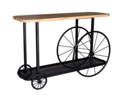 Buttercup Farm Craft Wheel Console Table - Solid Mango Wood - L40 X W120 X H80 Cm - thumbnail 3