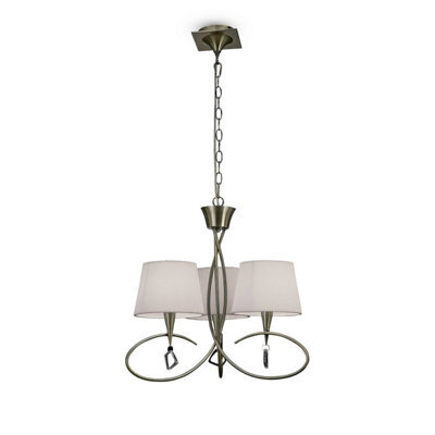 Luminosa Lighting Luminosa Mara Pendant 3 Light E14, Antique Brass With Ivory White Shades - image 1