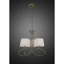 Luminosa Lighting Luminosa Mara Pendant 3 Light E14, Antique Brass With Ivory White Shades - thumbnail 2