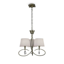 Luminosa Lighting Luminosa Mara Pendant 3 Light E14, Antique Brass With Ivory White Shades - thumbnail 1