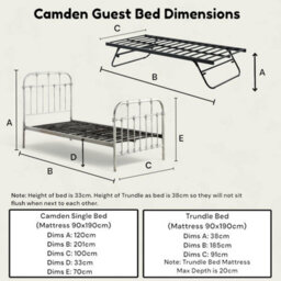 OAT Home Camden Distressed Steel Effect Metal Hospital Style Single Bed Frame & Guest Trundle - thumbnail 9