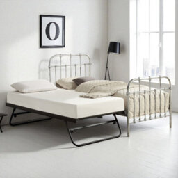 OAT Home Camden Distressed Steel Effect Metal Hospital Style Single Bed Frame & Guest Trundle - thumbnail 2