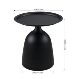 Living And Home Modern Black Minimalist Cold-Rolled Steel Side Table, 39Cm Dia. X 40.5Cm H - thumbnail 5