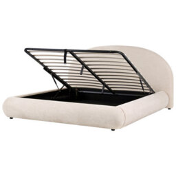 Beliani Ottoman Bed Fabric Grasse 180 X 200 Cm (Eu Super King) Light Beige - thumbnail 5