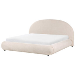 Beliani Ottoman Bed Fabric Grasse 180 X 200 Cm (Eu Super King) Light Beige - thumbnail 1
