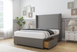 "Sloomy Devonshire Pewter Dumfries Divan Bed With Mattress 2 Drawers Foot-End With 54"" Wingback Headboard 5' King" - thumbnail 3