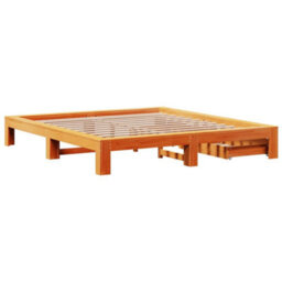Berkfield Bed Frame Without Mattress Wax Brown 180X200 Cm Super King Solid Wood Pine - thumbnail 8