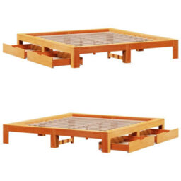 Berkfield Bed Frame Without Mattress Wax Brown 180X200 Cm Super King Solid Wood Pine - thumbnail 9