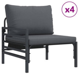 Walplus Garden Sofa Set With Cushion 7 Pcs Anthracite Steel & Fabric - thumbnail 3