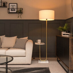 Valuelights Tavel Brushed Gold Floor Lamp With Integrated Table - thumbnail 2
