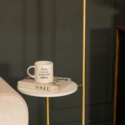 Valuelights Tavel Brushed Gold Floor Lamp With Integrated Table - thumbnail 4