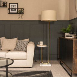 Valuelights Tavel Brushed Gold Floor Lamp With Integrated Table - thumbnail 3